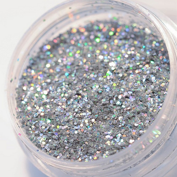 Wholesale COLORFUL Cosmetic Grade Holographic Glitter Polyester Holographic Fine Bulk Glitter for Decoration