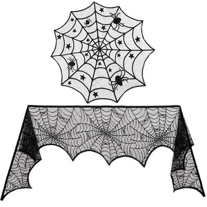 DAMAI Happy Halloween Bat Spider Web  Witch Halloween Home Decor Black Orange Lampshade Curtain Halloween Table Horror decor