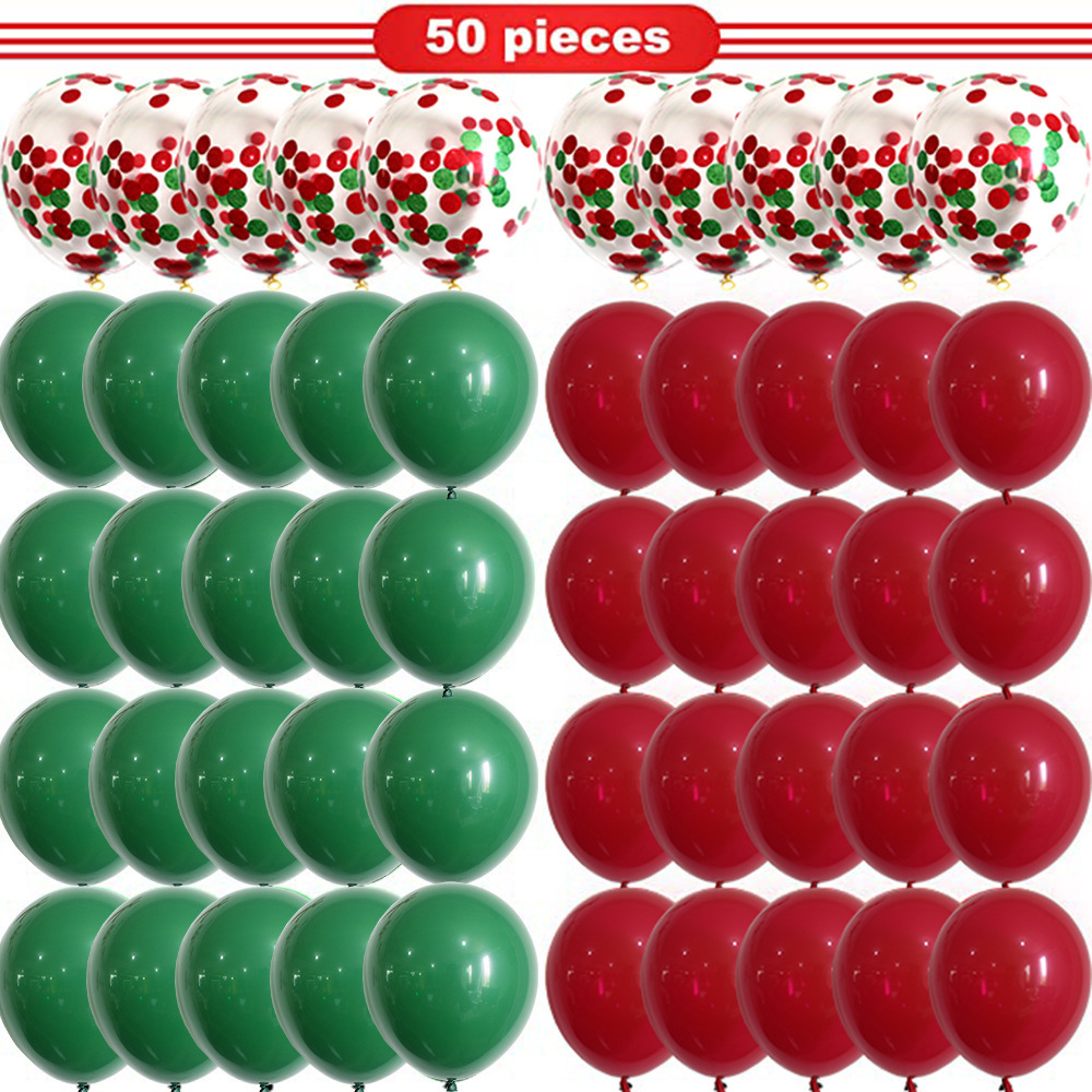 Merry Christmas theme party supplies latex balloon decoration red green confetti Christmas balloon chain set