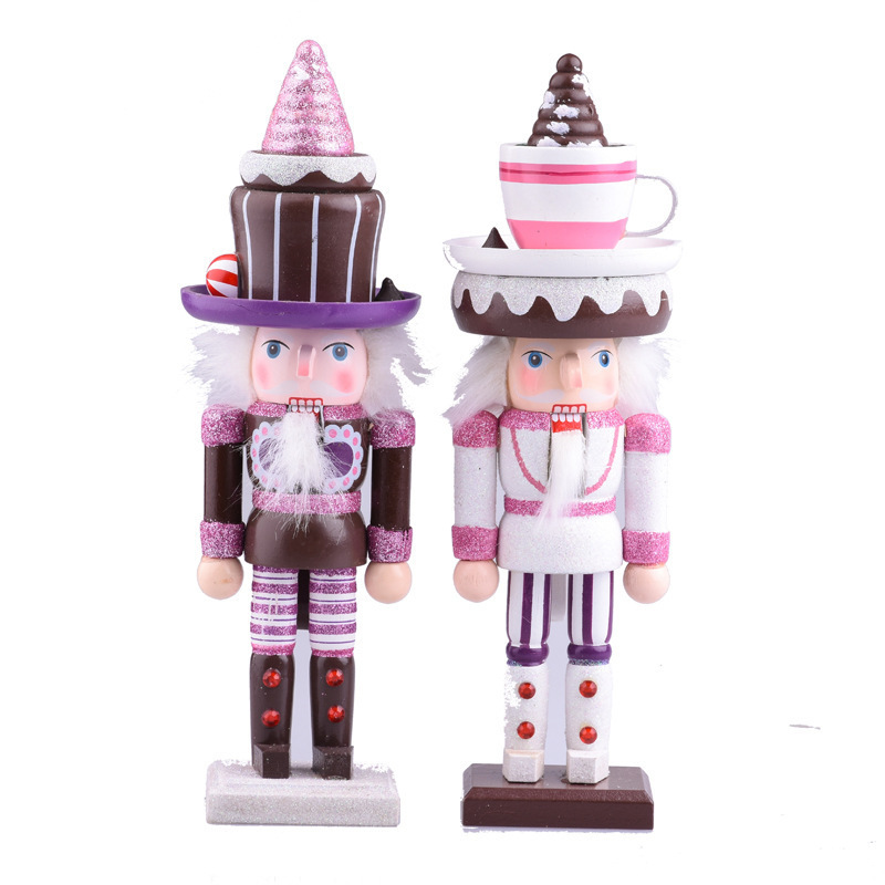 Christmas Gifts 25cm Ice Cream Sweetheart Nutcracker Puppet Crafts For Home Decoration  Wooden Nutcracker