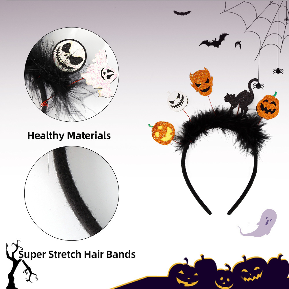 Halloween Hair Hoop Masquerade Halloween Party Head Decorations Ghost Bat Plume Hair Hoops Halloween Decor