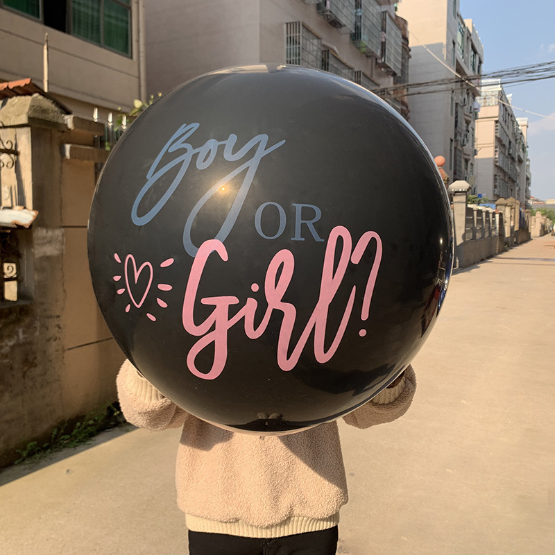 Gender Reveal Balloon Set Boy Or Girl Black Balloon Blue Pink Confetti Glitter Banner For Baby Gender Reveal Party