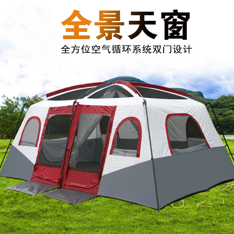 New Pattern 2 Bedrooms High Quality Large Space 6 8 10 12 People Big Outdoor Travel Family Camping glamping tents