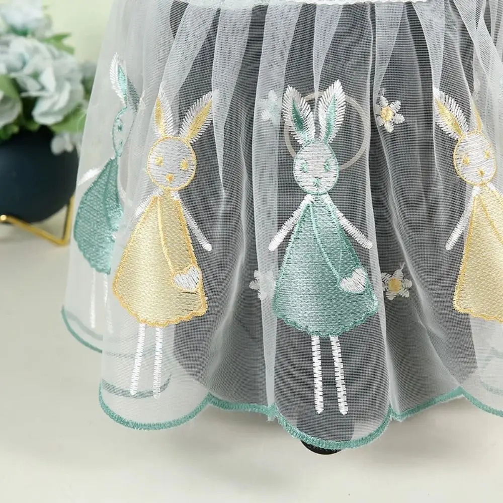 Translucent Mesh Lace Fabric Cover Durable Cute Embroidered Cover General Cartoon Pattern Furniture Mat