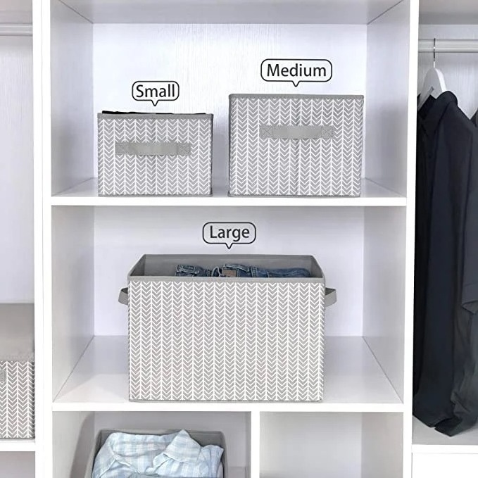 Folding Storage Bin for Shelves Collapsible Fabric Storage Basket with Handles Lids Shelf Baskets for Closet Storage Box