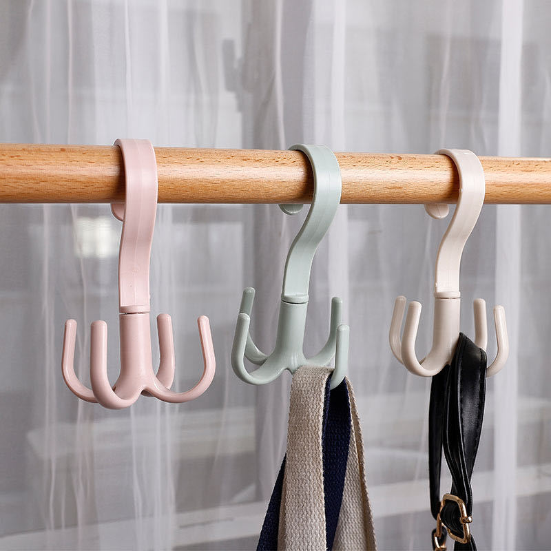 Space Saving Rotated Hanger Hooks Belt Organizer Hanger Closet Stackable Bra Organizer with 4 Claws Clothes Hanger Holder Hook