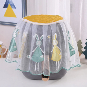 Translucent Mesh Lace Fabric Cover Durable Cute Embroidered Cover General Cartoon Pattern Furniture Mat