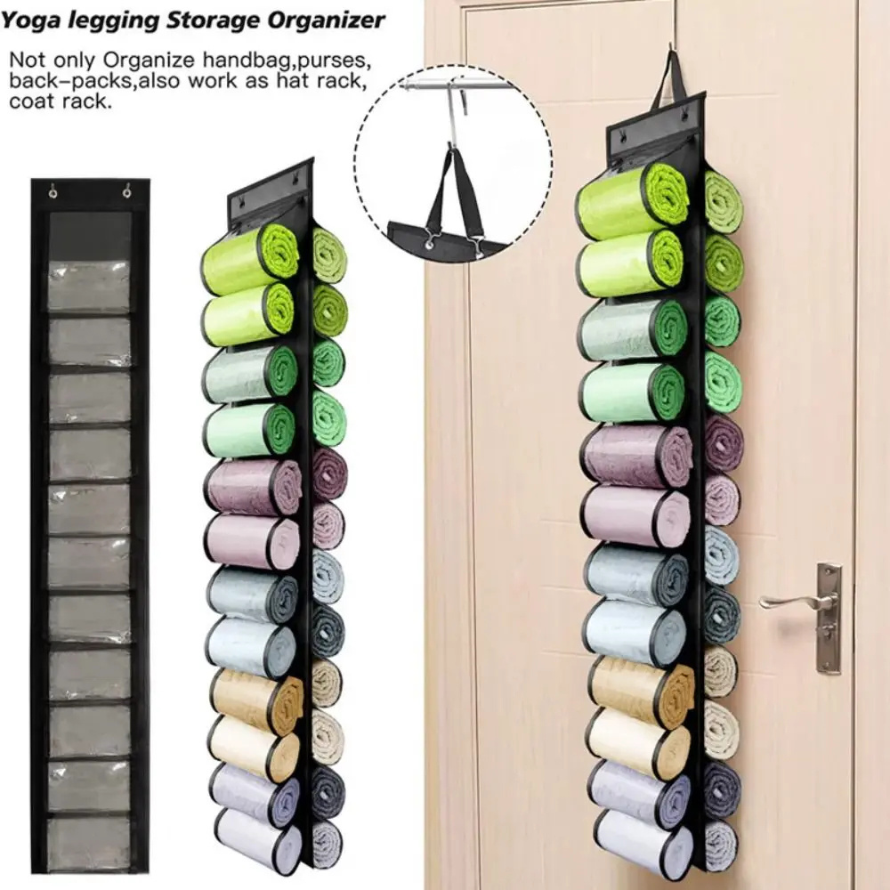 Transparent Hanging Storage Bag Dustproof Double-sided Yoga Pants Towel Closet Organizer 24 Grids Multi-purpose