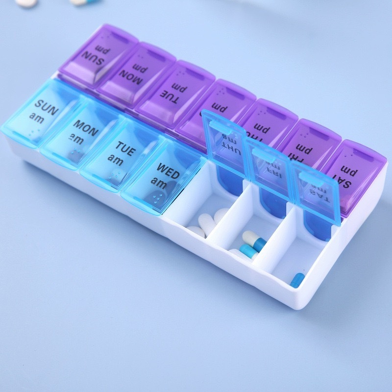 7 Days a Week Pill Organizer Morning and Night Pill Holder Storage Box Splitter Travel Medicine Organizer Portable Medicine