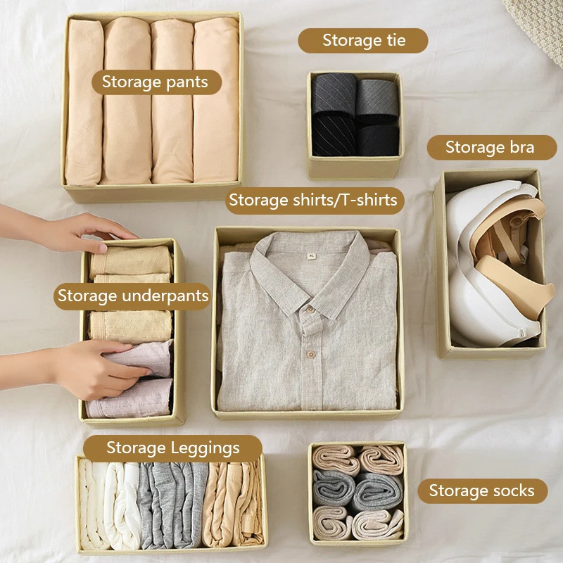 Foldable Wardrobe Clothes Organizer Box Cabinet Closet Tshirt Jeans Box Organizer Bins Containers Socks Underwear Storage Box