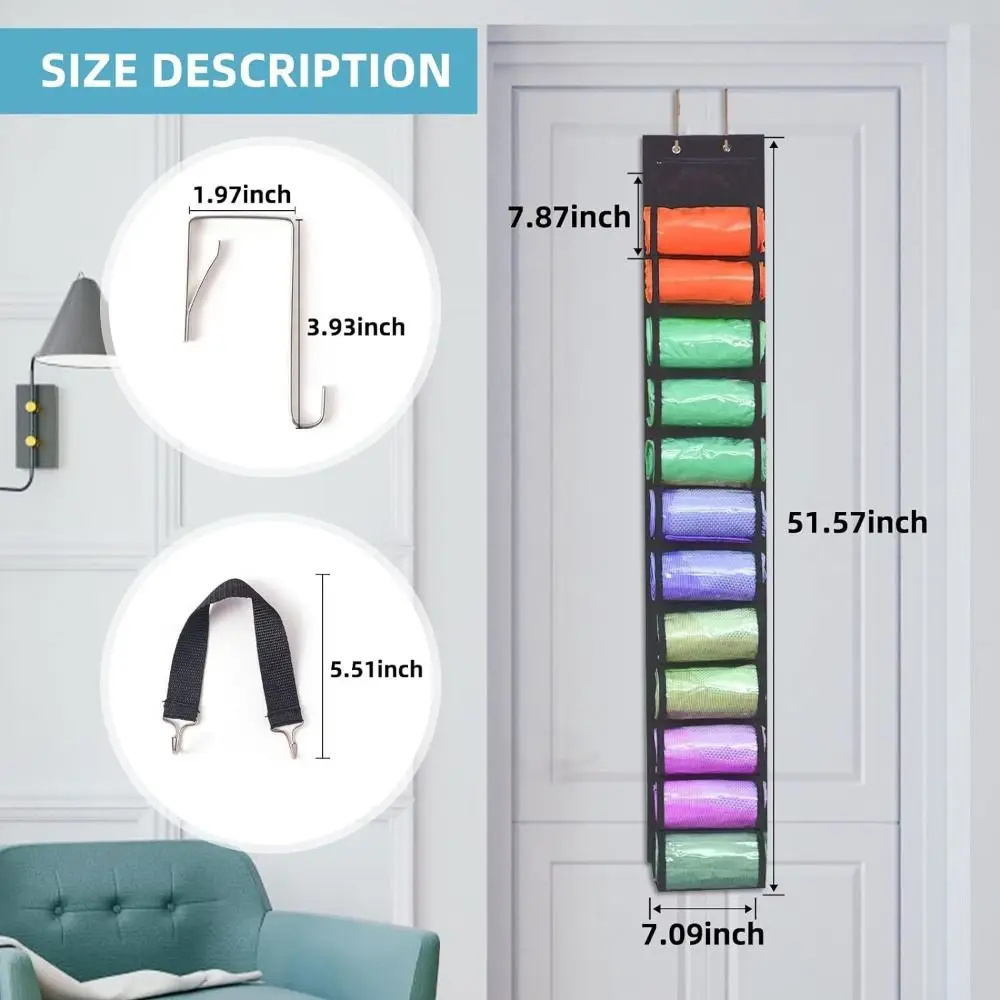 Transparent Hanging Storage Bag Dustproof Double-sided Yoga Pants Towel Closet Organizer 24 Grids Multi-purpose