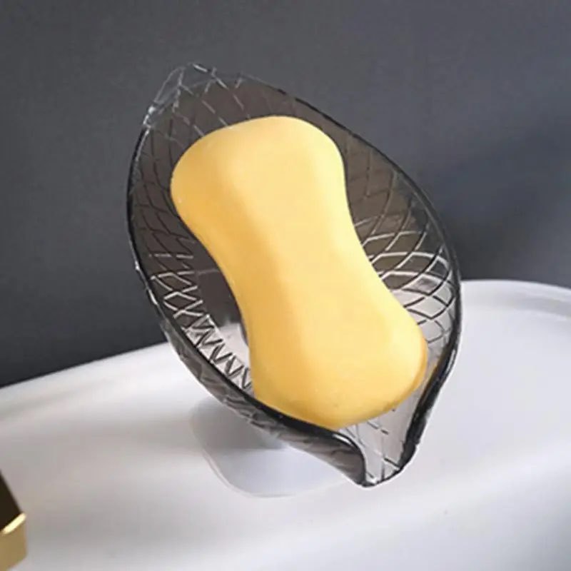 Drain Soap Holder Leaf Shape Soap Box Suction Cup Tray Drying Rack for Shower Sponge Container Kitchen Bathroom Accessories