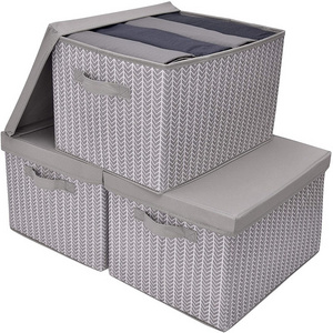 Folding Storage Bin for Shelves Collapsible Fabric Storage Basket with Handles Lids Shelf Baskets for Closet Storage Box