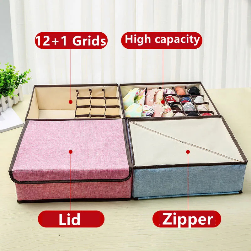 Underwear Storage Boxes Closet Organizer Drawer Divider Boxes Foldable Underwear Bra Socks Organizers Storage for Clothes