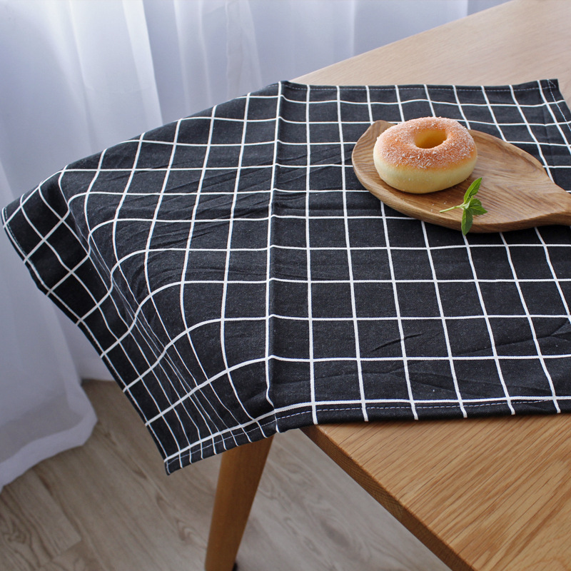 Nordic Cotton Table Mat Placemat Black Plaid Tea Coffee Pad Kitchen Towels Home Textile