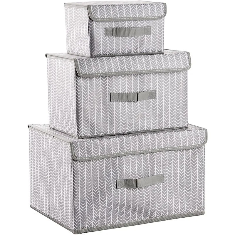 New Large Cube Non-Woven Folding Storage Box For Toys Organizers Fabric Storage Bins With Lid Home Bedroom Closet Office Nursery