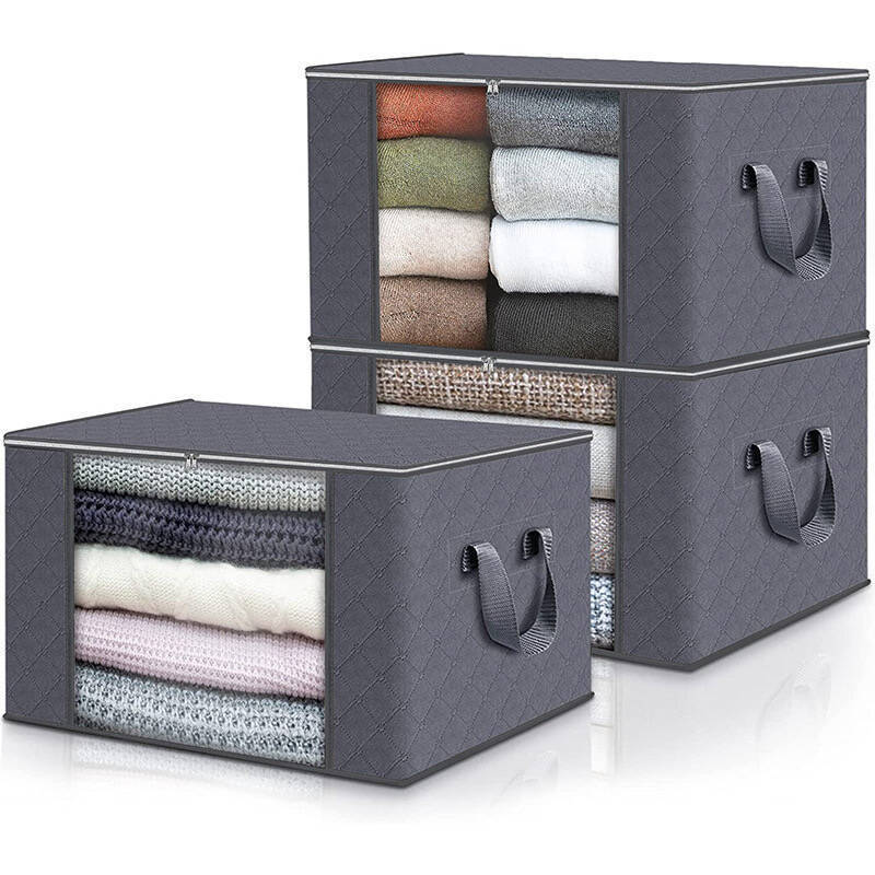 Foldable Blanket Large Clothes Organizersge Box Organizer Storage Bag Clothing Storage Box with Clear Window for Blanket Bedding