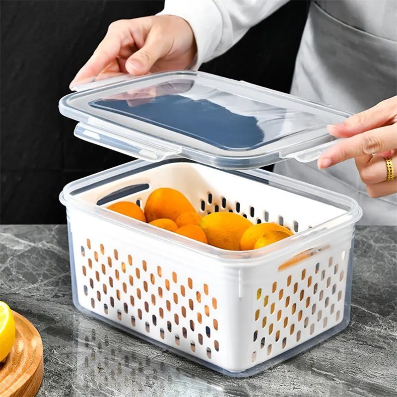 Produce Saver Containers for Refrigerator Food Storage Bins with Lids Lettuce Keeper for Refrigerator Kitchen Minimalist Opp Bag