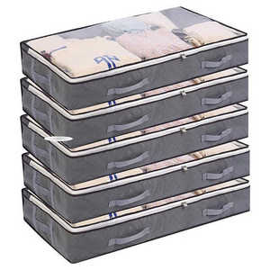 PVC Quilt Cloth Storage Box Transparent Under Bed Closet Storage Bag With Window Organizer Storage Bag Folding Blanket Organizer