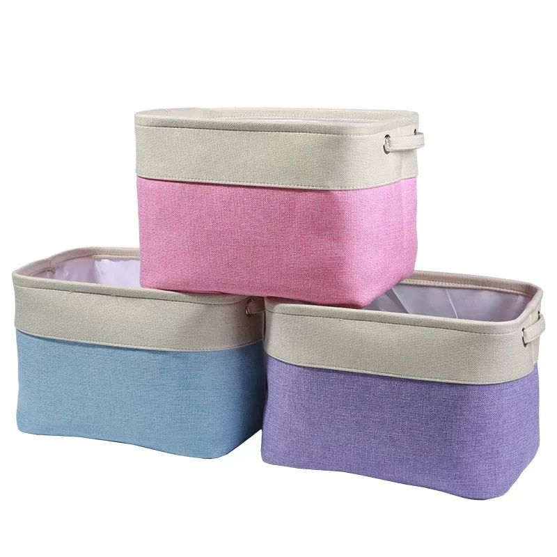 Foldable Fabric Storage Basket Linen Storage Box for Nursery Home Collapsible Canvas Shelf Basket Wardrobe Bedroom Organizers