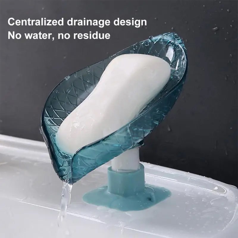 Drain Soap Holder Leaf Shape Soap Box Suction Cup Tray Drying Rack for Shower Sponge Container Kitchen Bathroom Accessories