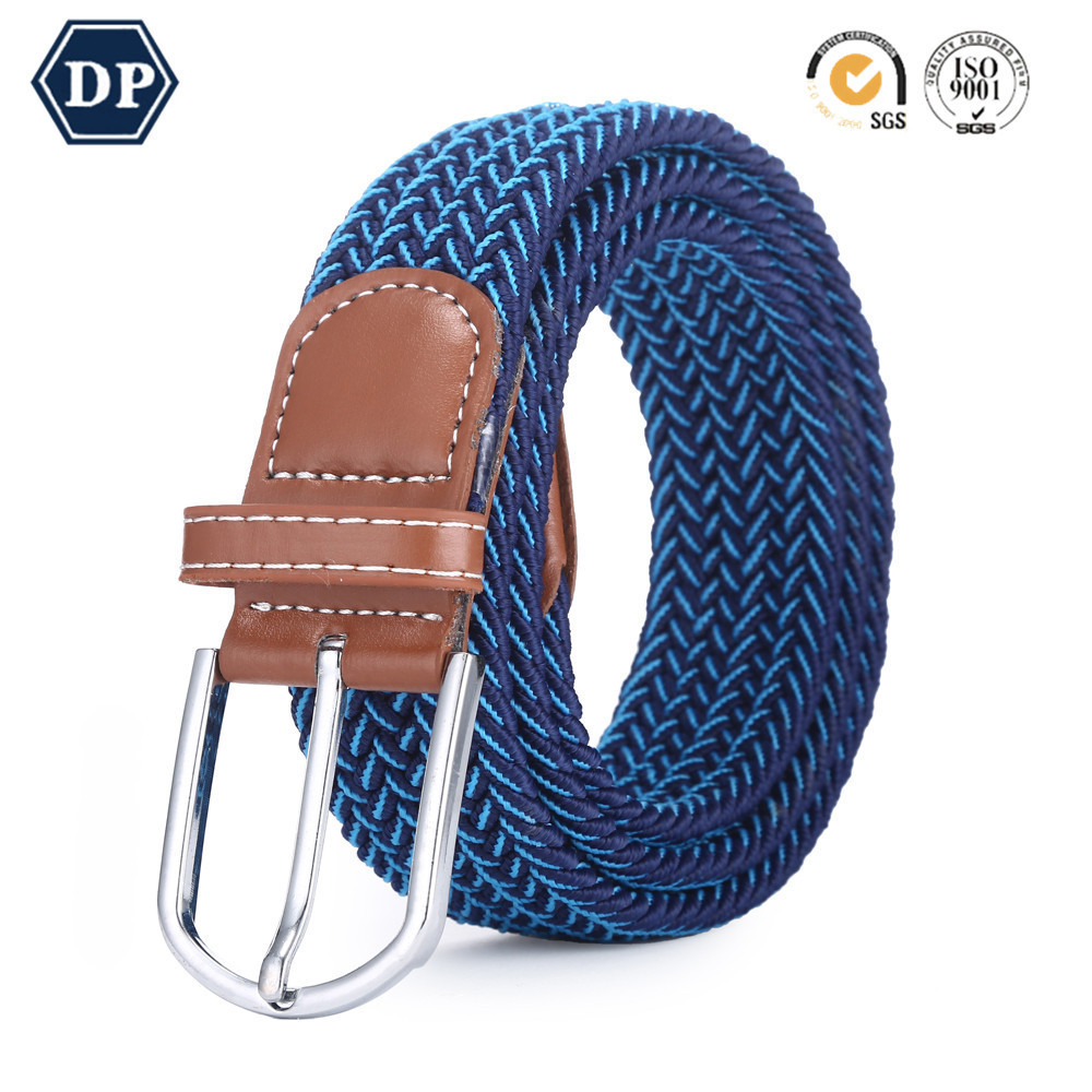 3517 New single color cotton braided stretch weave elastic belt mens for jeans