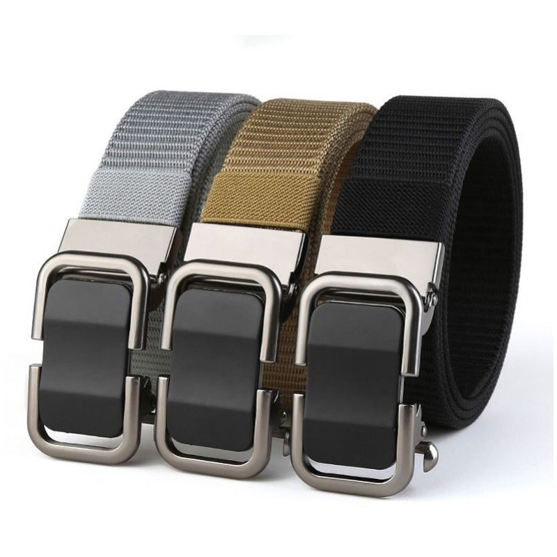 All-matching Men's Toothless Belts Casual Webbing Strap Belt  Automatic Buckle  Nylon Canvas Belts For Men