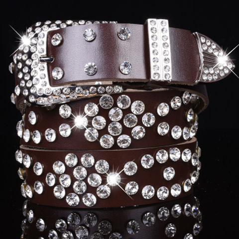 Western Turquoise BlingBling Luxury Bezel Women's Fashion Hand Tooled  Lady Chain Belt