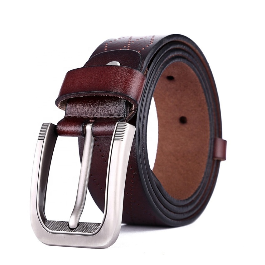 Hot top custom logo design genuine leather belt factory