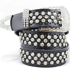 Hand Tooled Crystal Female Western Rhinestone BlingBling Waist Bezel Chain Belt