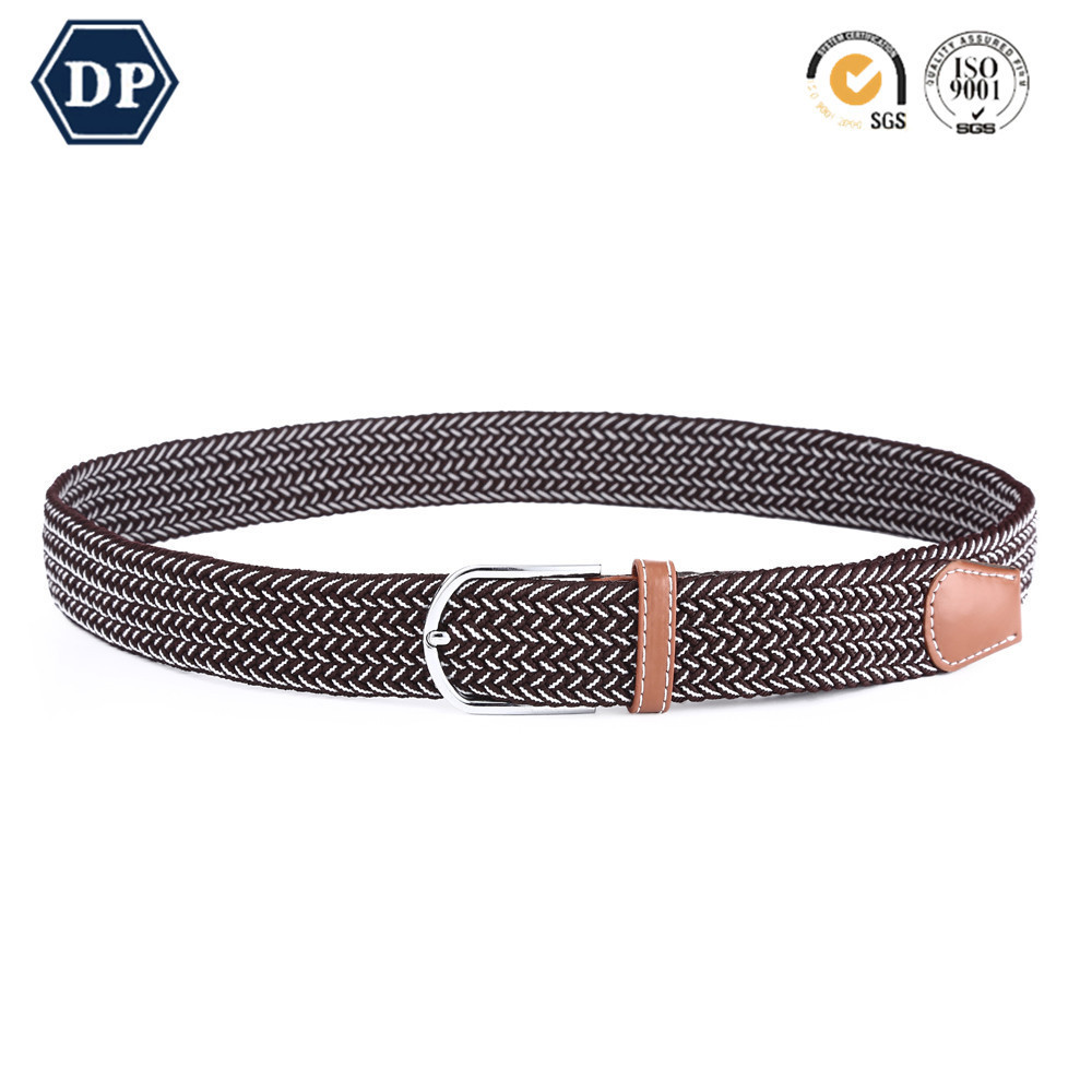 3517 New single color cotton braided stretch weave elastic belt mens for jeans