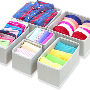 40080426 6 Pack Cloth Drawer Organizer Foldable Storage Box Closet Dresser Drawer Divider Nursery Basket Bins for Underwear, Bra