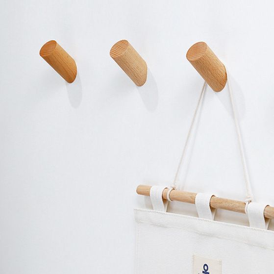 800229 Natural Solid Wooden Coat Hooks Wall Mounted Creative Vintage Single Organizer Hangers Handmade Craft Hat Rack