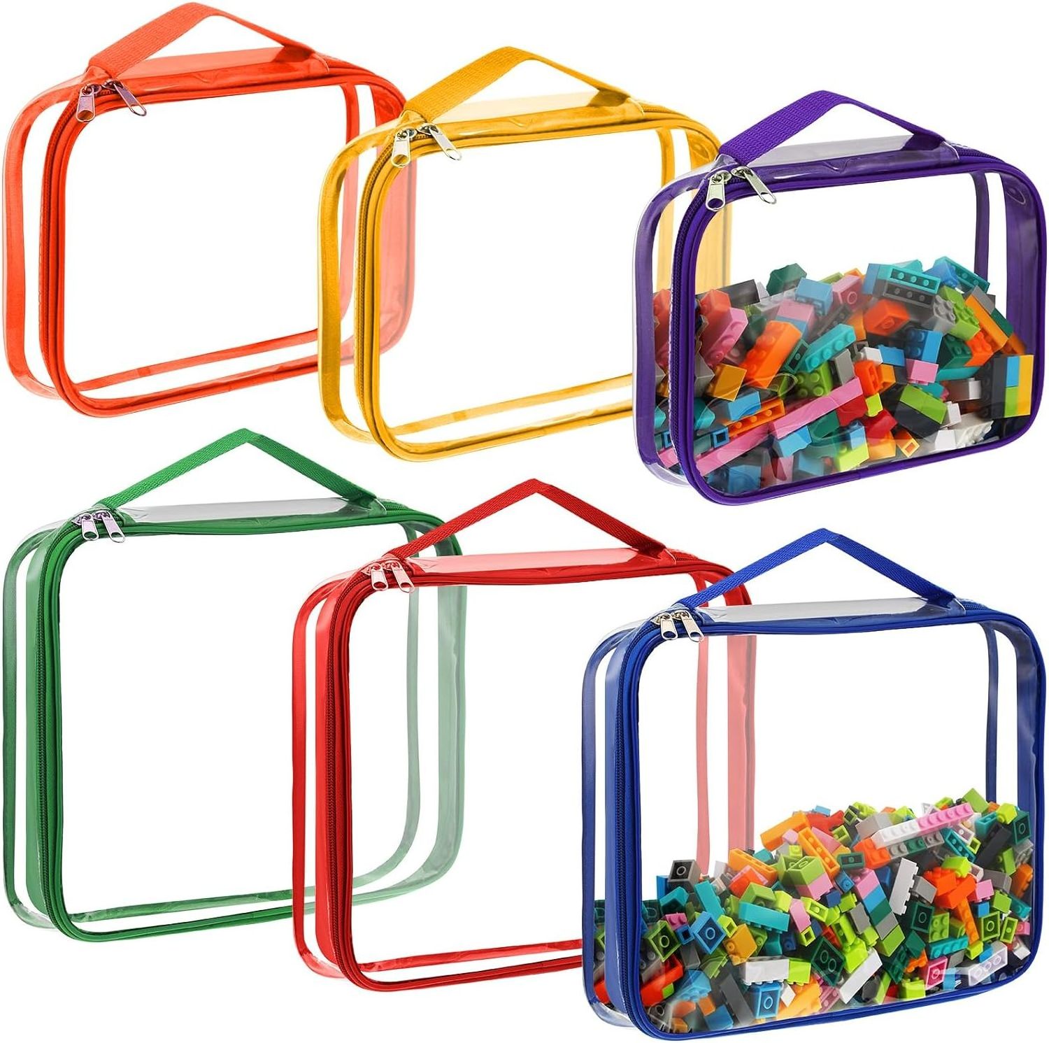 40010548 large clear pvc 6 packs waterproof organizer bags kids toy storage bag with zipper