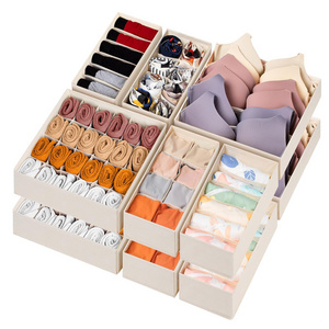 Wholesale custom underwear storage box Drawer Organizer 12-piece set divider closet Bra socks Tie foldable storage box