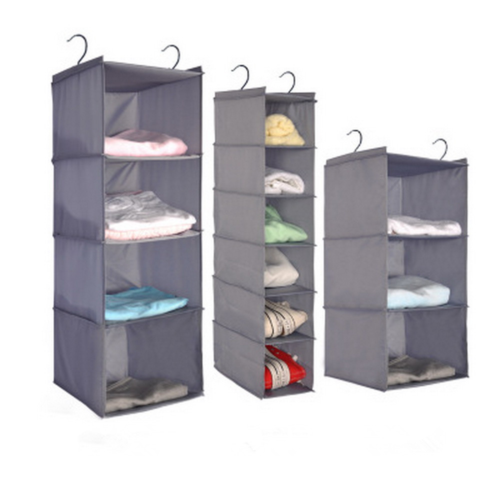 400708 Grey Fabric Clothes Hanging Closet Organizer