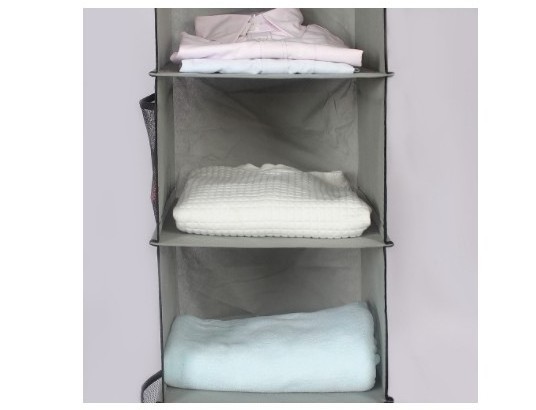 400710 5 Shelves Hanging Closet Organizer  Hanging Closet Shelves Storage Organizer non-woven fabric with Side Pockets