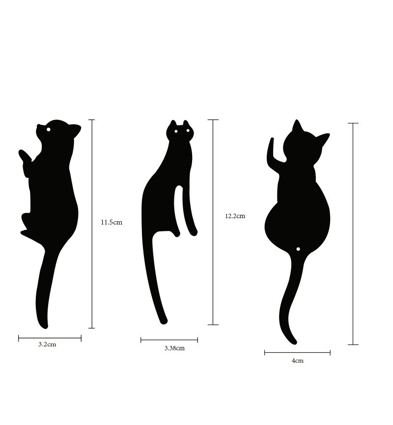 Charmcci 800225 Black Cat Metal Iron Hook Seamless Wall Door Mount Decorative with Key Holder and Coat Hooks for Kids Room