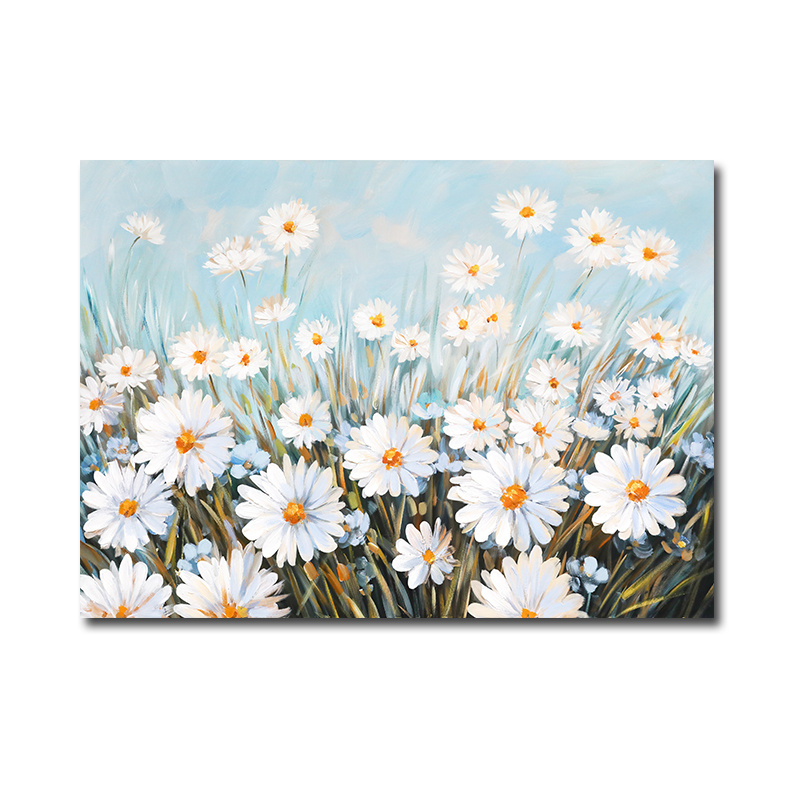 New Arrival Modern Decoration Painting Hand-painted Daisy Flower Oil Painting For Living Room Decoration