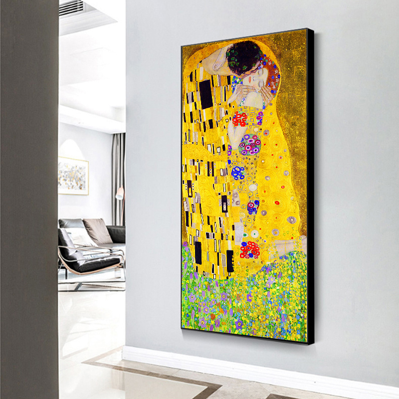 Classic Artist Gustav Klimt kiss Abstract Oil Painting on Canvas Reproduction Painting Modern Art Wall Pictures For Living Room