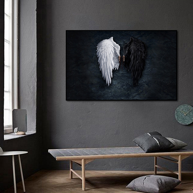 Modern Abstract Angel Feather Wings Posters Painting Canvas Prints Pop Wall Art Home Decor Pictures For Living Room Cuadros