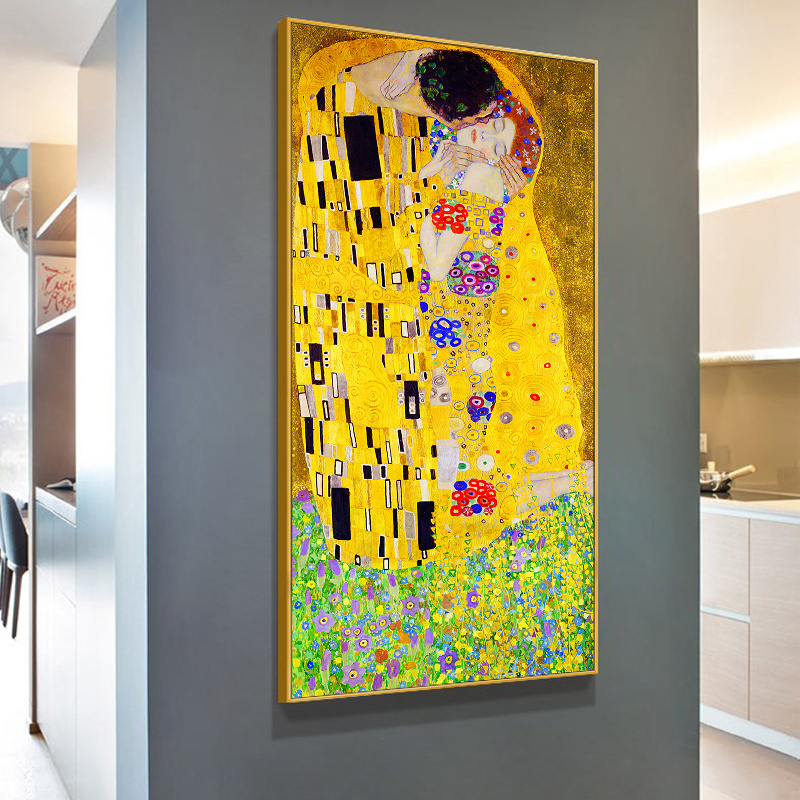 Classic Artist Gustav Klimt kiss Abstract Oil Painting on Canvas Reproduction Painting Modern Art Wall Pictures For Living Room