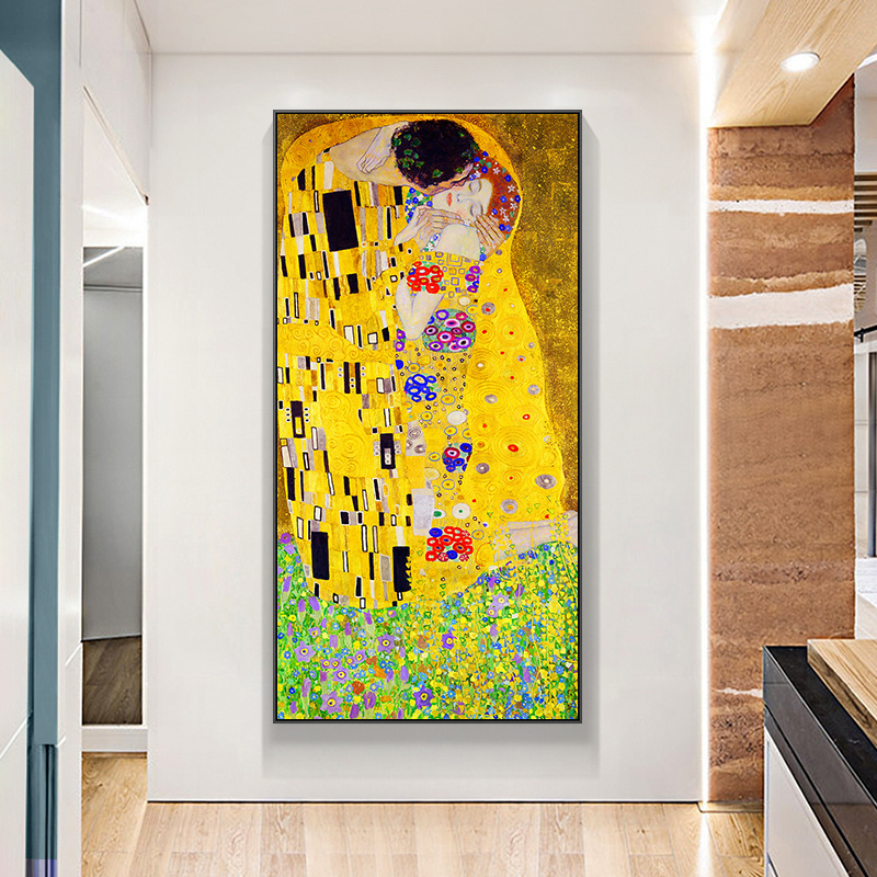 Classic Artist Gustav Klimt kiss Abstract Oil Painting on Canvas Reproduction Painting Modern Art Wall Pictures For Living Room