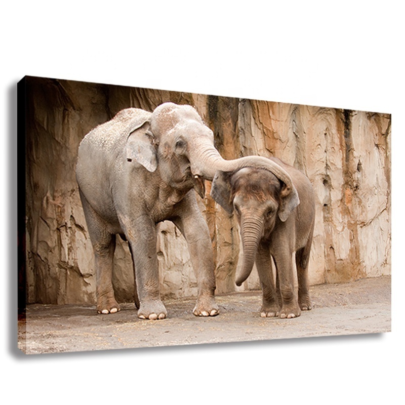 Modern Abstract  Elephant Family Animal  Painting Home Goods Canvas Print Hallway Wall Art