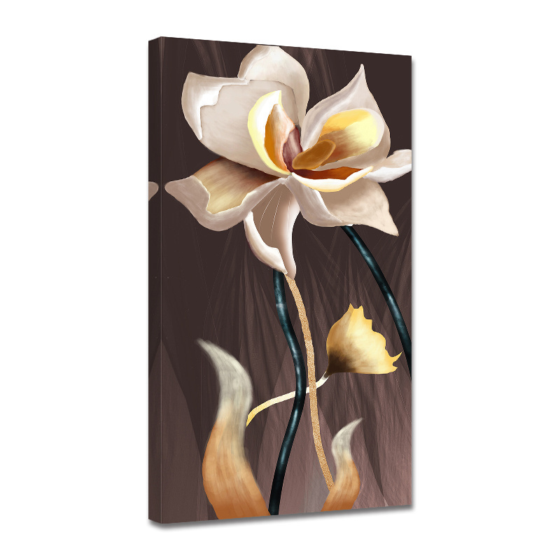 Wholesale luxury gold flower canvas painting print with 50% hand painted 3D heavy texture living room wall art