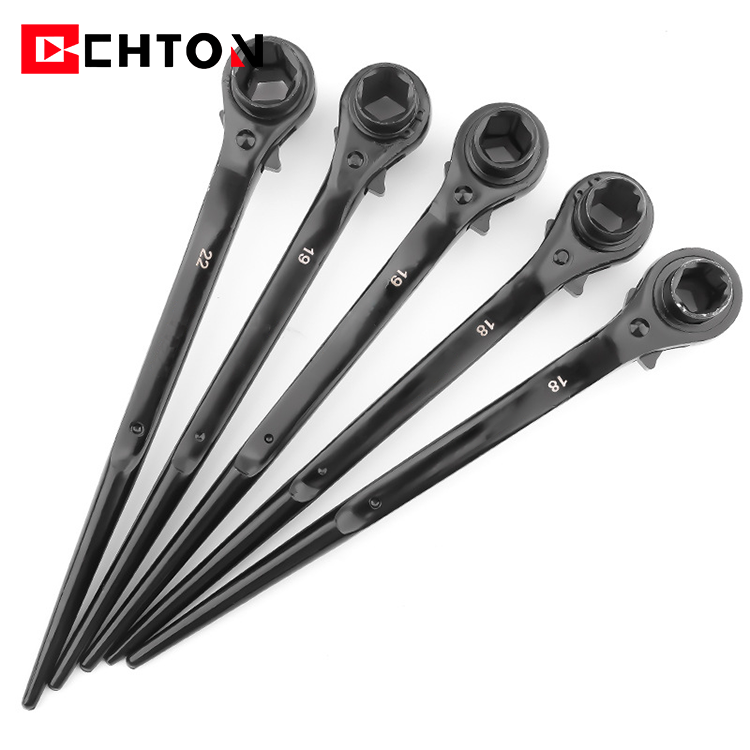 Adjustable Reversible Chrome Vanadium Set Spanner Torx Hexagonal Two Double Sided Short Tail Ratchet Wrench