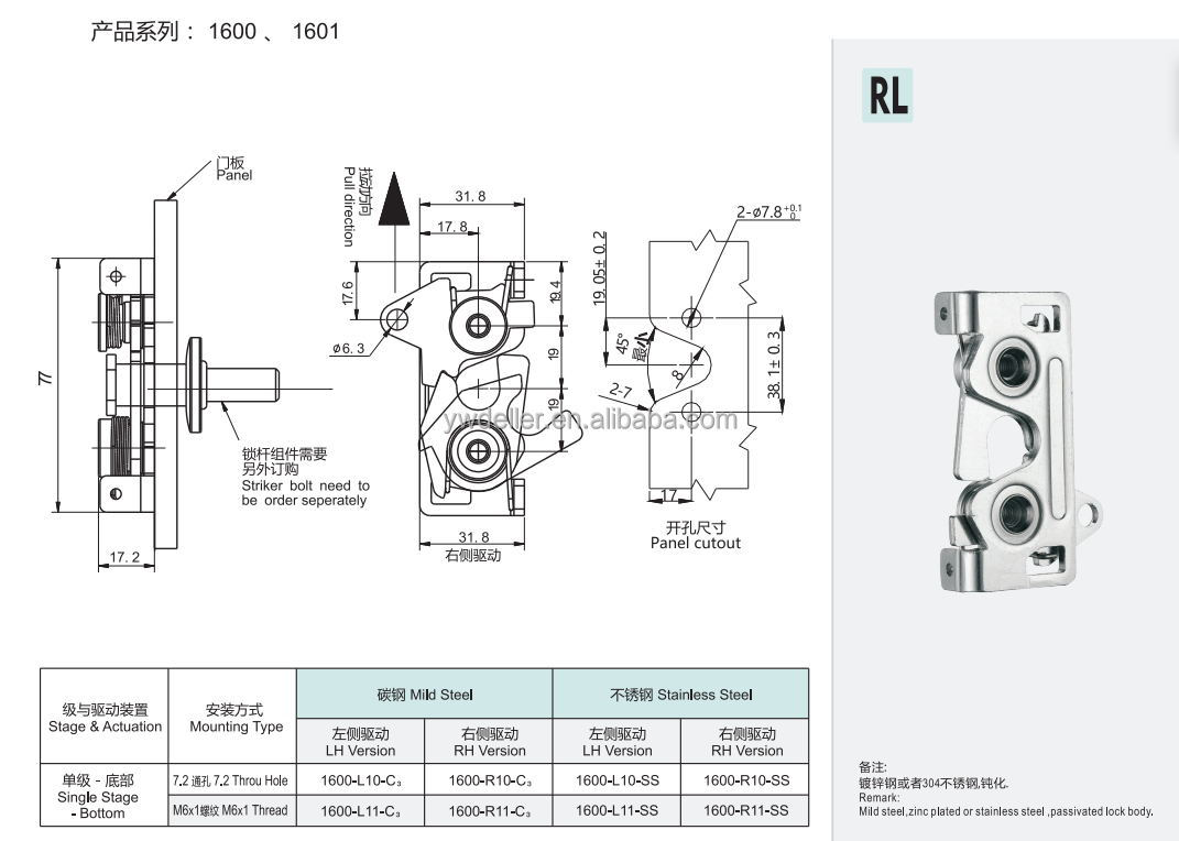 R4-30-32-501-10 Push-to-Close Latch,Rotary  Latches