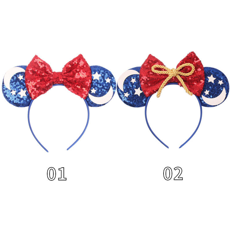 Sequin Cartoon Ear Hair Hoop Mickey Minnie Birthday Party Prom Headband For Kids Girls Baby