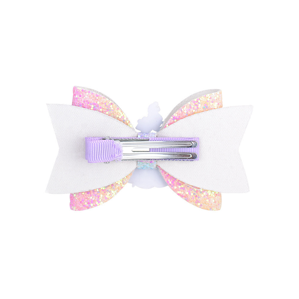 Wholesale 3.3 Inch Cartoon Mickey Glitter Hair Clip Customized Cute Princess Bow Hairpin For Baby Girls Hair Clips