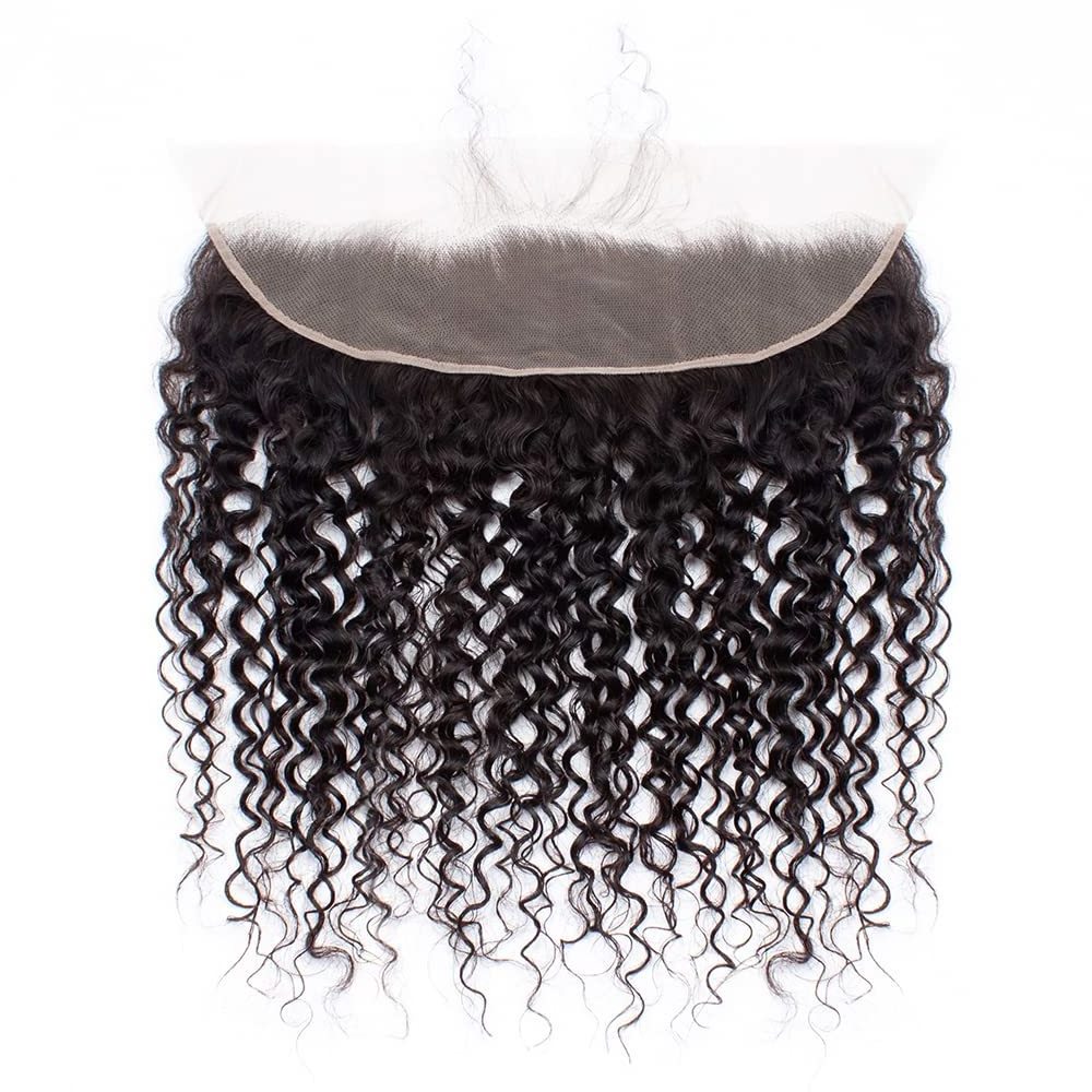 100% Virgin Curly Human Hair Lace Closure Pre Plucked Swiss Lace 13x4 Kinky Curly Human Hair Lace Frontal with Baby Hair